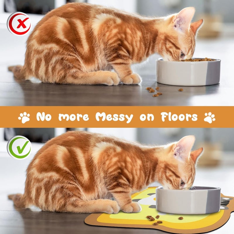 Zoeeya Yellow Cat Food & Water Mats - Absorbent Pet Feeding Placemats, 17.7 * 12 inch - Image 4